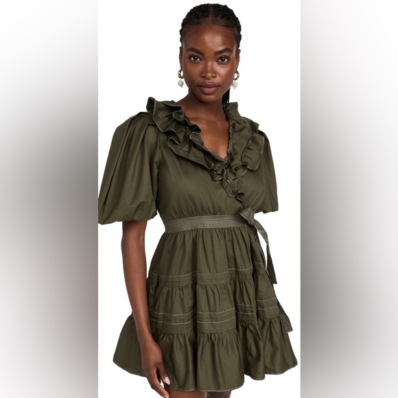 En Saison Gianna Olive Ruffle Mini Dress - Picture 1 of 8